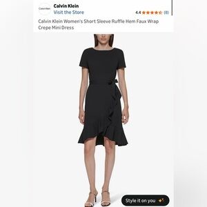 Calvin Klein Black High Low Ruffle Dress